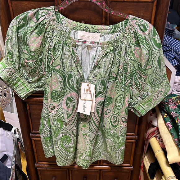 Love The Label Tops - Love the Label Green Paisley Blouse
